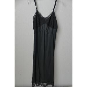 Vintage Penney's Adonna Womens Slip Dress Size 36 Black Lace Nylon Full Lingerie